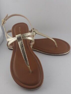 Kelly & Katie Metallic Gold Braided Strap Sandals Size 7.5